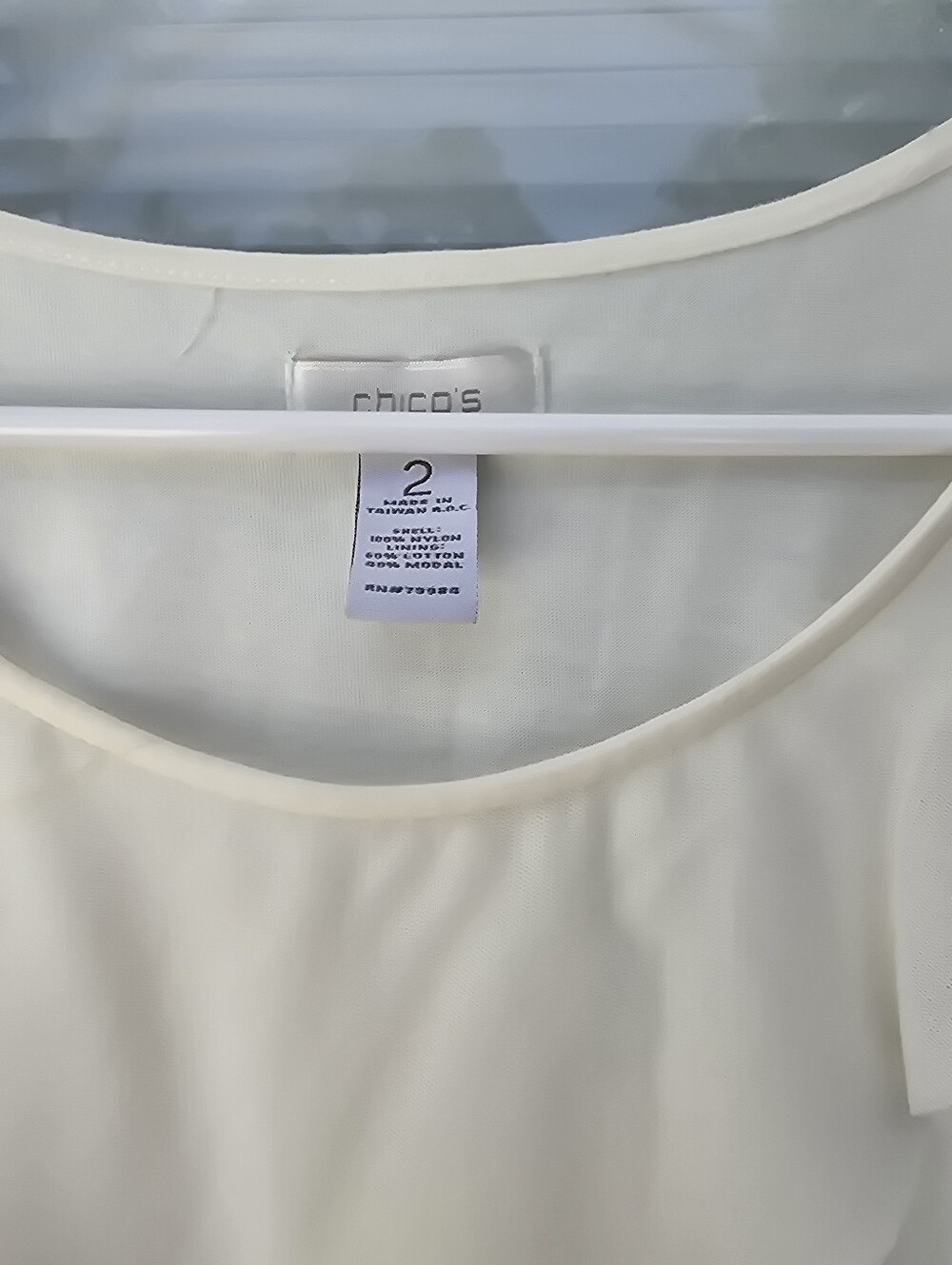 Chicos Sleeveless Ruffle Layered Tank Top - Cream - Picture 3 of 5